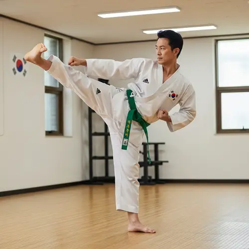 40s South Korean Taekwondo Master High Kick | Green Belt