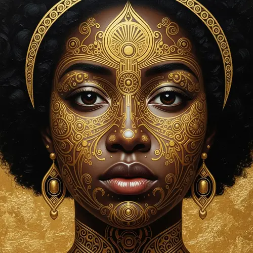 Symbolist and Vienna Secession-inspired Black Woman Portrait