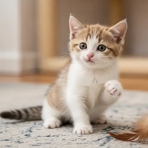 Adorable Kitten on Soft Rug | Playful and Curious