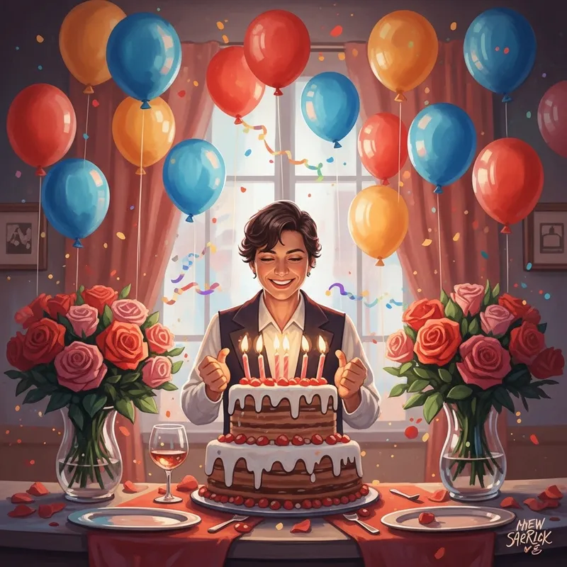 Colorful Birthday Cake Celebration Scene Colorful Birthday Cake Celebration Scene