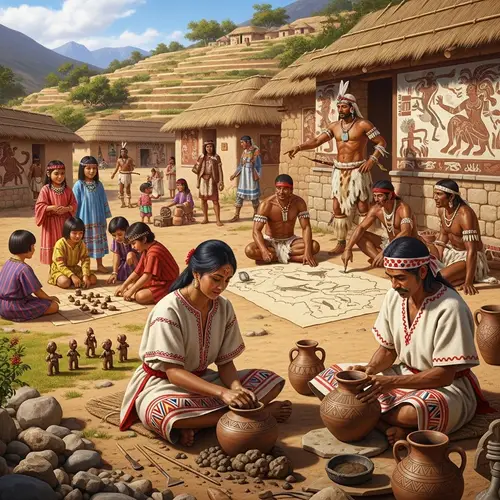 Pre-Hispanic Cultural Scene with Diverse People