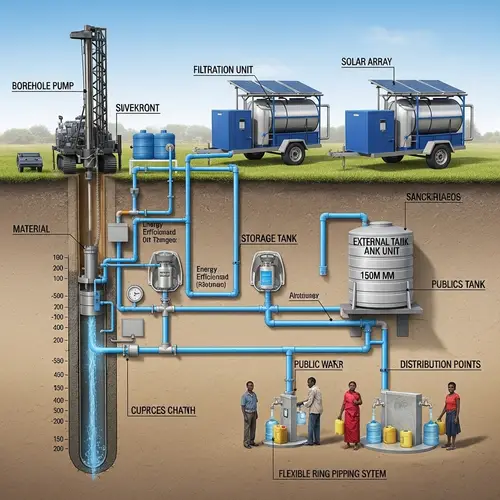 Detailed Underground Water Source and Borehole System Illustration