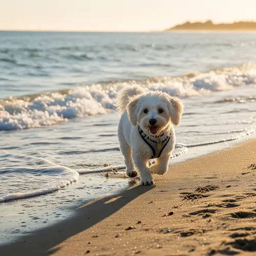 White Coton de Tulear Enjoying Beach Day | Coastal Fun