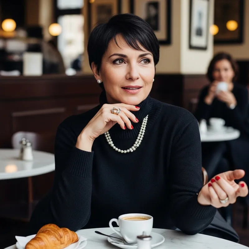 Colette Tatou: Elegance in a French Cafe