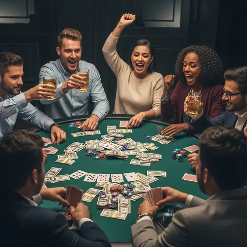 Exciting Poker Night: Cheers and High Stakes
