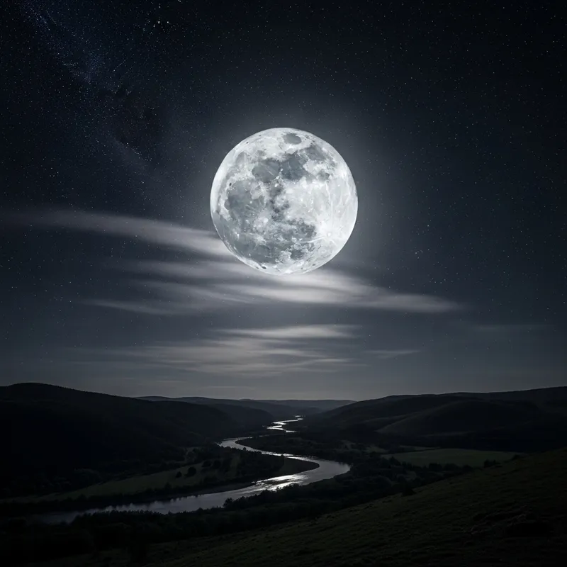 Star-Studded Sky: Illuminated Bulan on Silver Glow