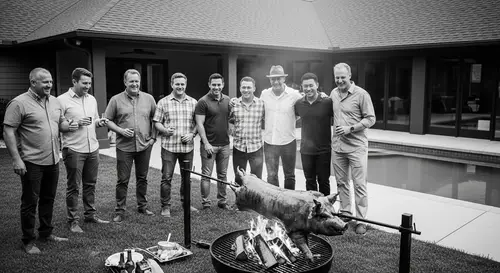 Festive Backyard BBQ with Rotisserie Pig | Professional Food Photography