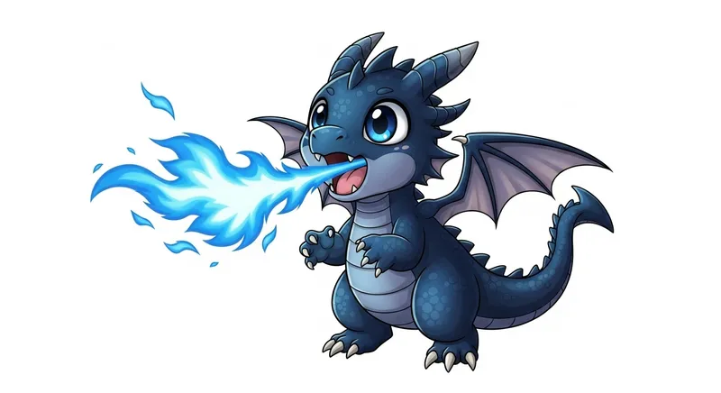 Captivating Dark Blue Dragon Breathing Vivid Blue Fire