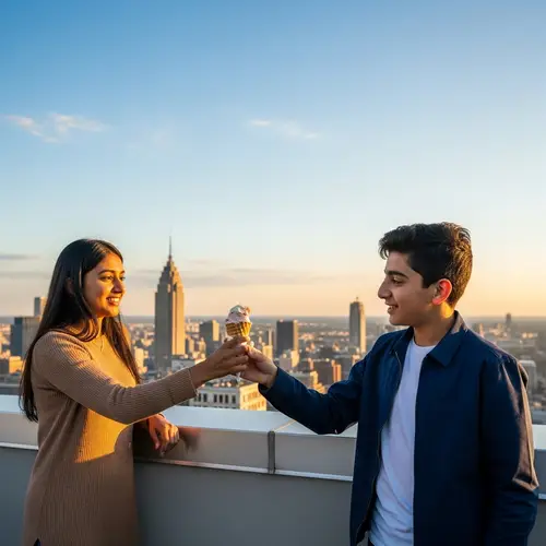 Rooftop Ice Cream Exchange: South Asian Girl and Middle-Eastern Boy