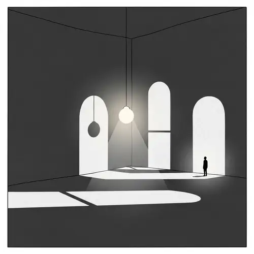 Monochromatic Illustration Symbolizing Role of Illumination in Spatial Design