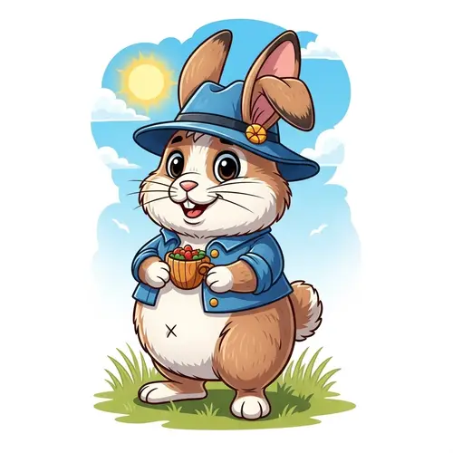 Adorable Cartoon Rabbit Design | Grass Meadow Scene