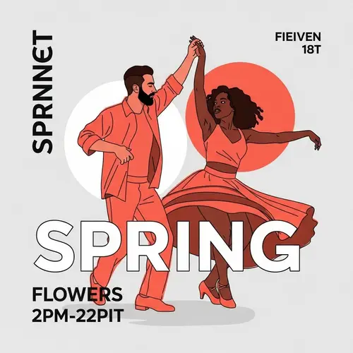 Vibrant Spring Dance Flyer: Dynamic Minimalist Design
