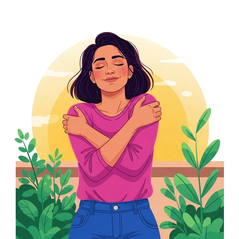Vibrant Illustration of Self-Love and Acceptance Through Growth