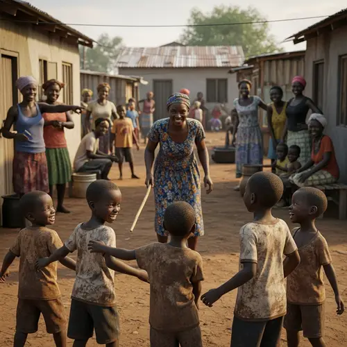 3D Realistic Image of African Boys Playing in Clean Dirt