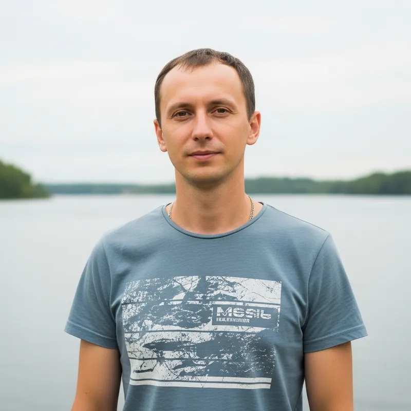 Slavic Man in Casual T-Shirt: Everyday Appearance Slavic Man in Casual T-Shirt: Everyday Appearance