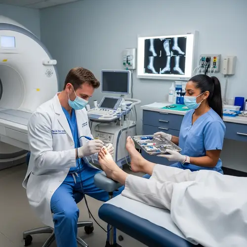 Expert Podiatrist Providing Foot Care in Modern Medical Room