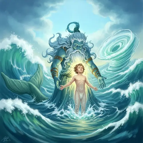 Mystical Depiction of Sea Deity Giving Birth to Nereus