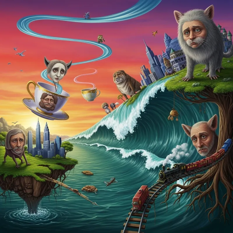 Surrealistic Transitions: Dreamlike Scene Depicting Unusual Beauty