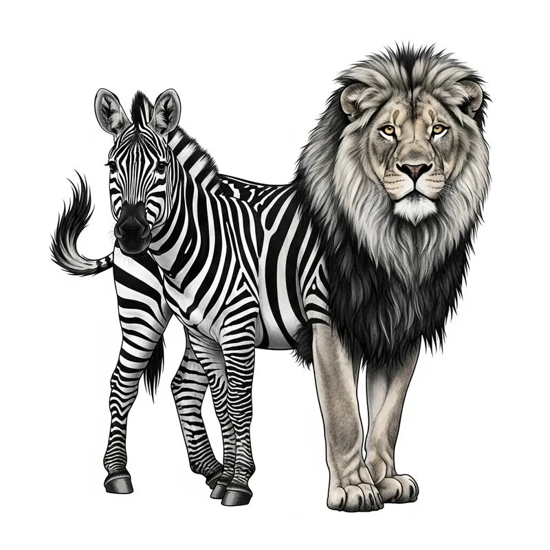 Liobra: Majestic Lion-Zebra Hybrid Creature