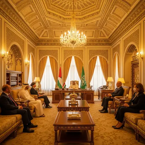 Majestic Palestinian Embassy Office with Intricate Geometric Patterns