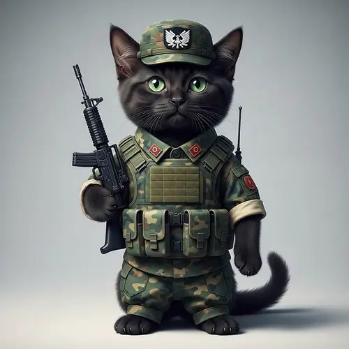 Brave Cat Soldier in Combat Gear | Military Feline Story
