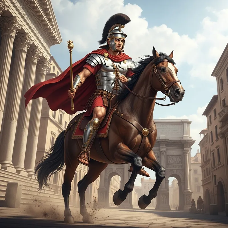 Ancient Roman Emperor Marcus Aurelius on Majestic Galloping Horse Ancient Roman Emperor Marcus Aurelius on Majestic Galloping Horse