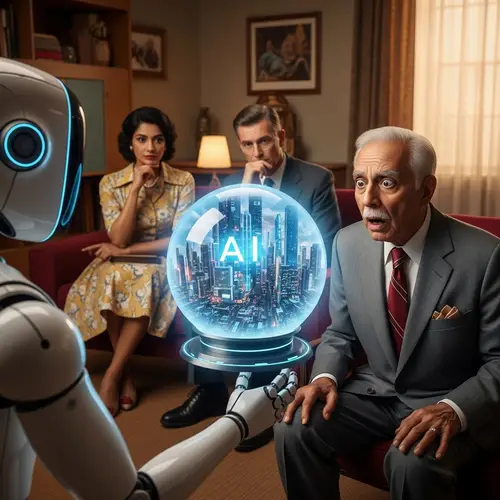 1950s Man Shocked by AI Advancements in Crystal Ball | Futuristic Vision