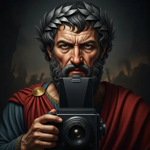Marcus Aurelius Portrait: Stoicism Principle, Medium Format Capture