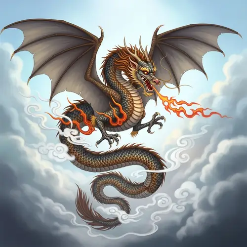 Serpentine Asian Dragon in Flight | Majestic Wings & Scales