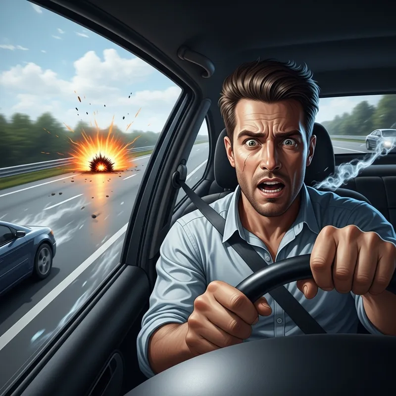 Man Speeding in Car on Highway: Emergency Ahead - Stay Safe