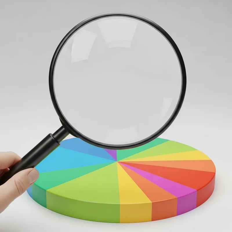 Magnifying Glass Clipart Looking at Pie Chart