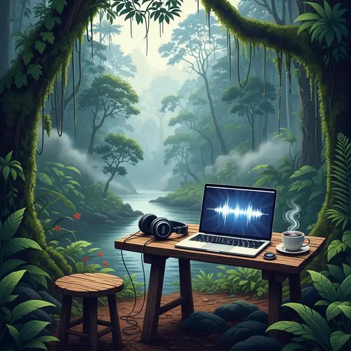 Tranquil Rainforest Ambiance with Lofi Beats and Coffee