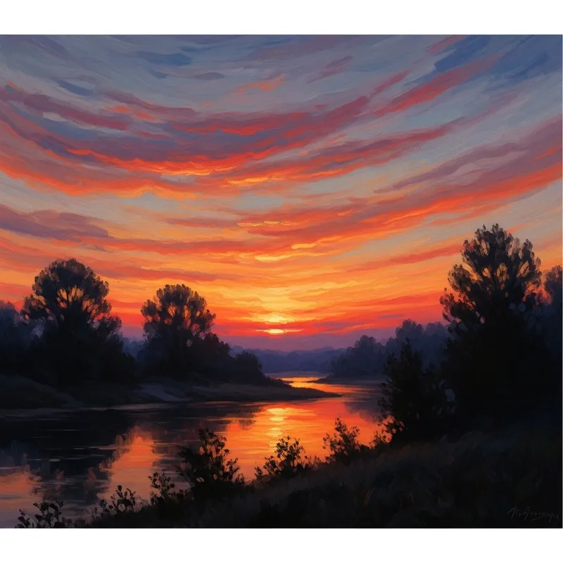 Stunning Impressionist Sunset Scene - Art Collection
