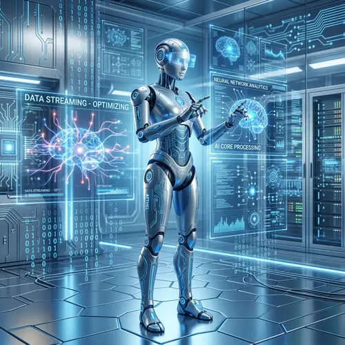 Sophisticated AI Robot in Futuristic Environment | Technology Art