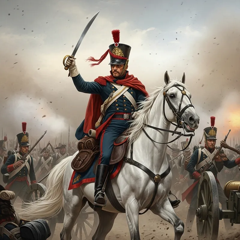 Andrew Jackson in Epic Battle Scene on White Horse