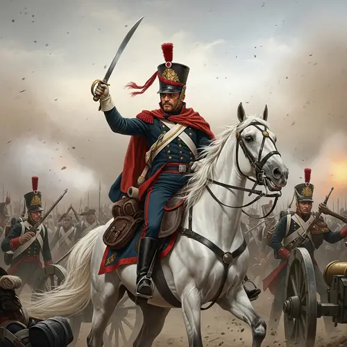 19th Century Military Figure on White Horse | Intense Conflict Scene