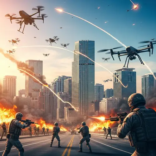 Miami Skyline Drone Invasion: Soldiers VS Drones Chaos