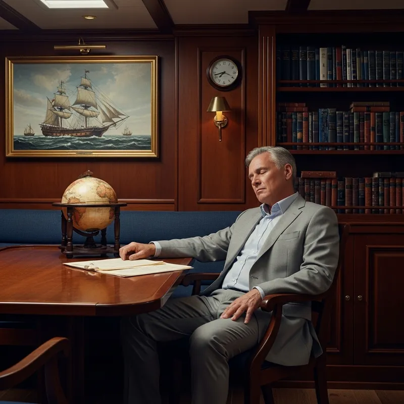 Relaxed Man in a Cruise Ship Cabin Relaxed Man in a Cruise Ship Cabin