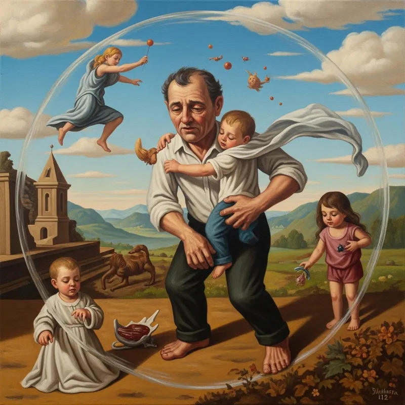 Surreal Art: Man Drowning in Addiction | Symbolic Masterpiece Surreal Art: Man Drowning in Addiction | Symbolic Masterpiece