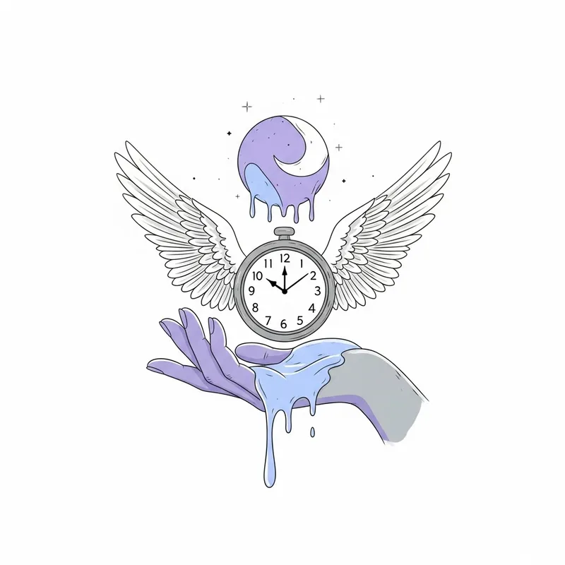 Ethereal Death Doula Services Art | Dreamlike Clock Wings