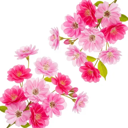 Blooming Pink Flowers on White Background