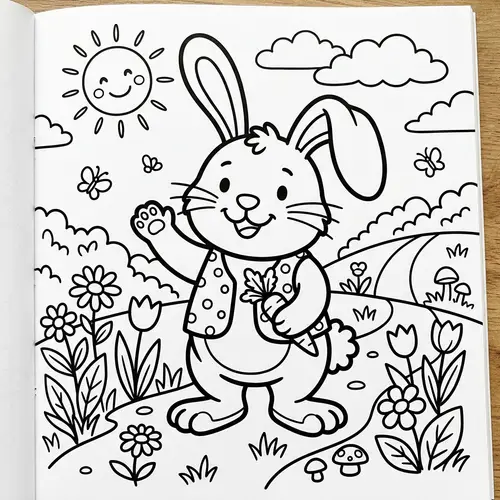 Funny Rabbit Coloring Book for Kids