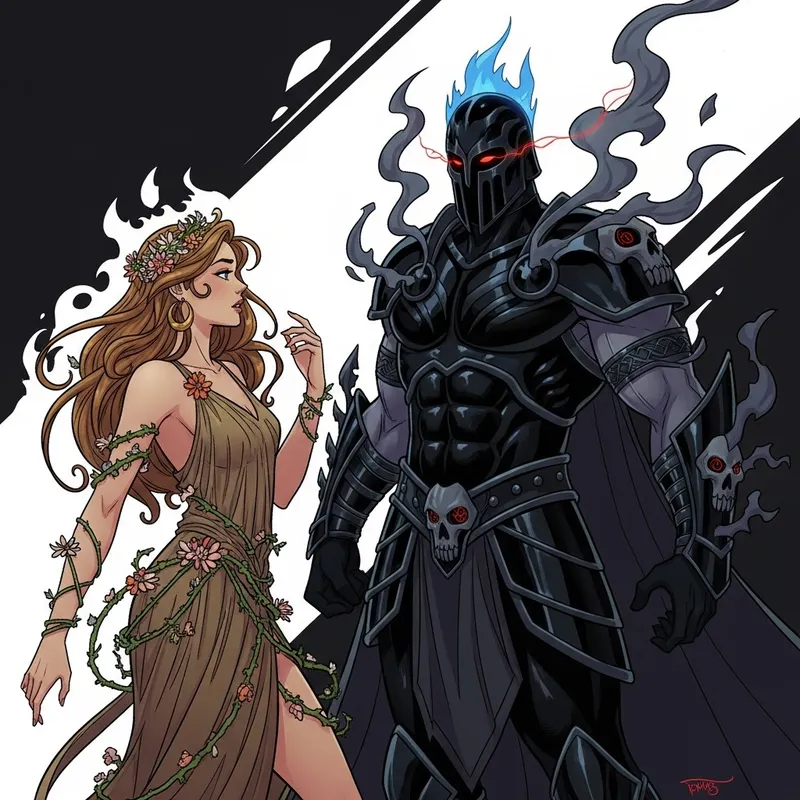 Persephone and Hades Marvel Style Art