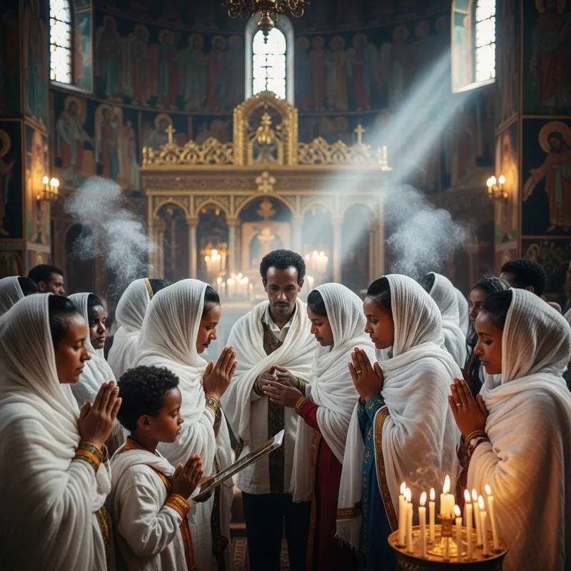 Respectful Ethiopian Orthodox Church Congregation Gathering