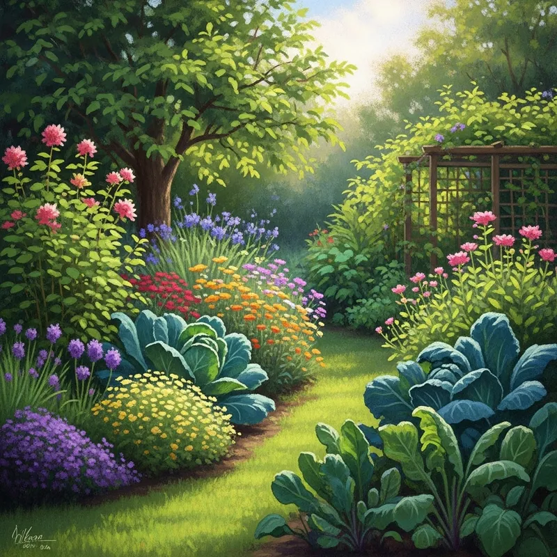 Vibrant Garden Oasis | Lush Nature Display with Diverse Array