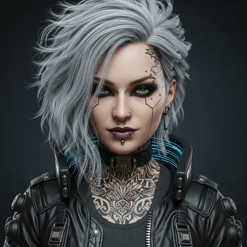 Goth Fantasy Woman Cyberpunk Style