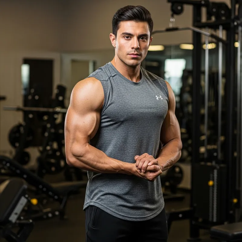 Muscle-Bound Man in Gym Poses | Athletic Fitness Model Muscle-Bound Man in Gym Poses | Athletic Fitness Model