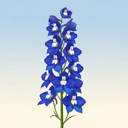 Detailed Digital Illustration of Delphinium Flower