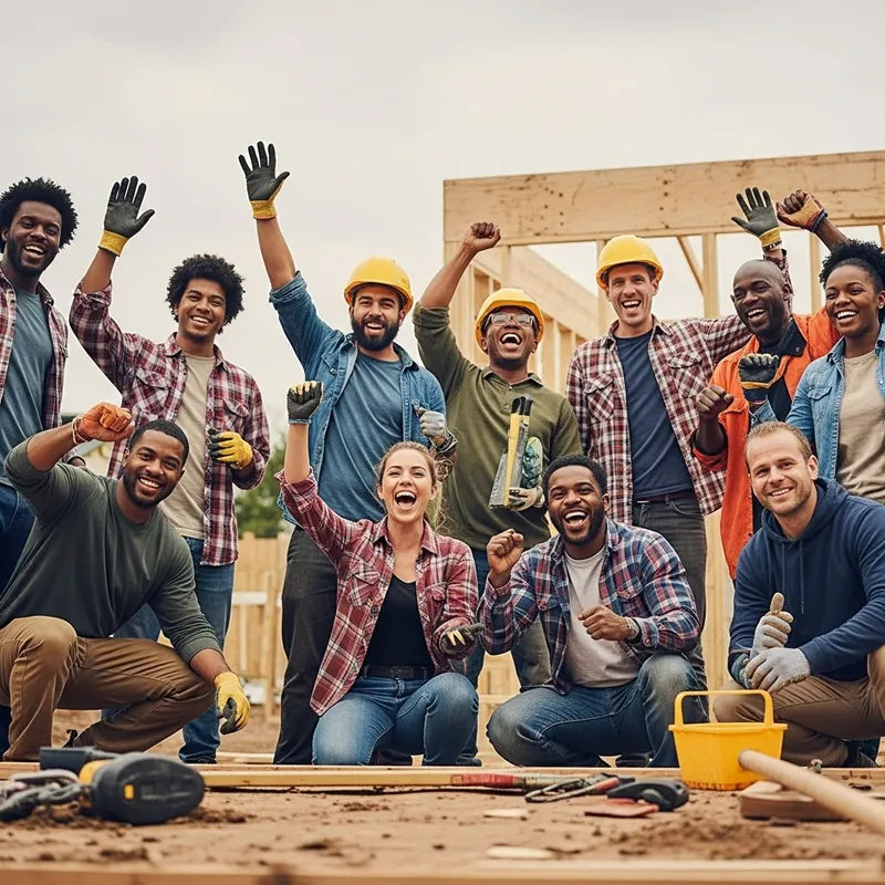 Diverse Volunteers Rejoice at Task Completion