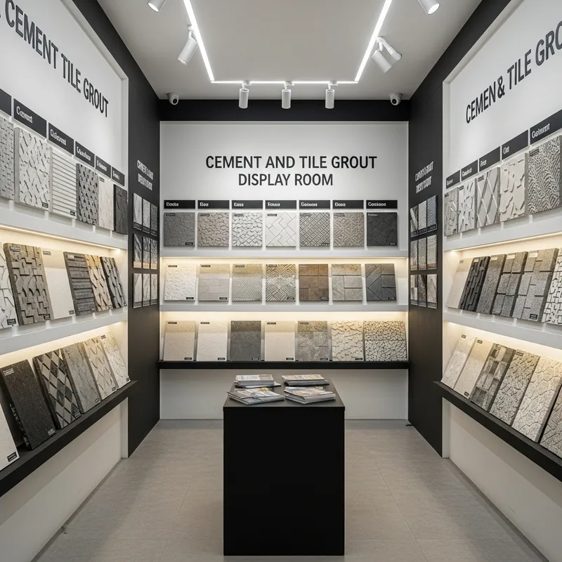 Compact Cement & Tile Grout Display in Modern Setting Compact Cement & Tile Grout Display in Modern Setting